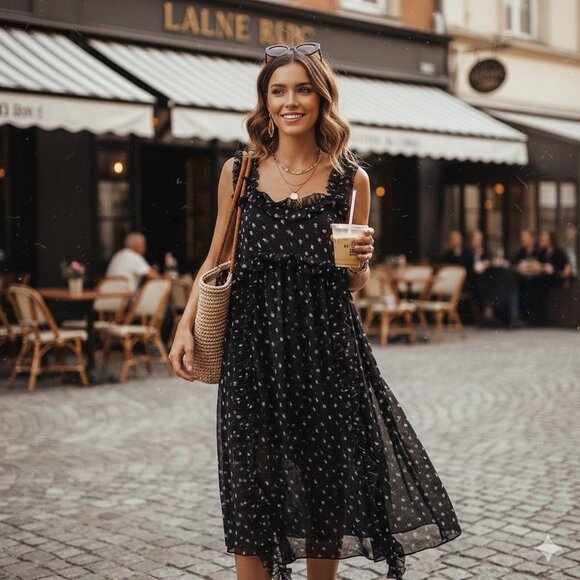NWT J.ING limited Ruffle Maxi Dress - Picture 1 of 5